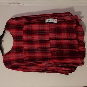 NWT A.N.A Campbel Plaid Red Top